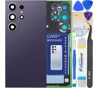 LUVSS Vitre Arrière pour Samsung Galaxy S24 Ultra SM-S928B/DS Pourpre Coque Cache Batterie avec Lentille de Caméra, Adhésifs, Kit Outils, Guide De Réparation