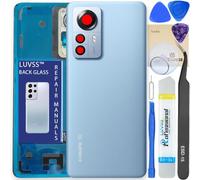 LUVSS Vitre Arrière pour Xiaomi 12 Pro 5G Bleu Coque Cache Batterie avec Lentille de Caméra, Adhésifs, Kit Outils, Guide De Réparation