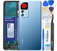 LUVSS Vitre Arrière pour Xiaomi 12T 5G Bleu Coque Cache Batterie avec Lentille de Caméra, Adhésifs, Kit Outils, Guide De Réparation