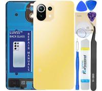 LUVSS Vitre Arrière pour Xiaomi Mi 11 Lite 5G NE Jaune Coque Cache Batterie, Adhésifs, Kit Outils, Guide De Réparation