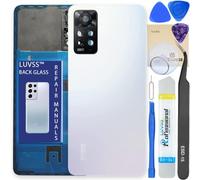 LUVSS Vitre Arrière pour Xiaomi Redmi Note 11 Pro 5G Blanc Coque Cache Batterie avec Lentille de Caméra, Adhésifs, Kit Outils, Guide De Réparation