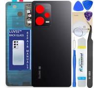 LUVSS Vitre Arrière pour Xiaomi Redmi Note 12 Pro 5G Noir Coque Cache Batterie, Adhésifs, Kit Outils, Guide De Réparation