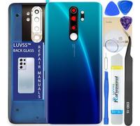 LUVSS Vitre Arrière pour Xiaomi Redmi Note 8 Pro Bleu Coque Cache Batterie avec Lentille de Caméra, Adhésifs, Kit Outils, Guide De Réparation