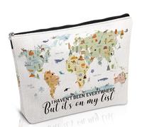 Luvsweets Cadeau de voyage pour femme - Trousse de maquillage de voyage, accessoires de voyage, essentiels de voyage, trousse à maquillage « I Haven't Been Everywhere But It's on My List » pour cadeau
