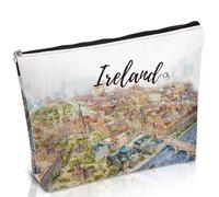 Luvsweets Souvenirs de voyage - Trousse de maquillage - Trousse de toilette - Cadeau pour femmes, filles, amies, Thème Irlande, Cadeaux Irlande