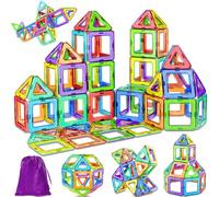 LUVTOY Lot de 150 blocs de construction magnétiques à partir de 4 ans - Blocs magnétiques pour enfants à partir de 3, 4, 5, 6, 7, 8, 9 ans