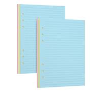 luvtree Lot de 2 recharges de papier ligné A5, pages colorées pour classeur A5 rechargeable à 6 anneaux, 6 trous (chacun contient 50 feuilles/100 pages)