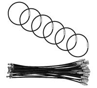 luvtree Lot de 20 anneaux en acier inoxydable noir - câble 15 cm (Ø 2 mm) - fermeture à écrou, polyvalent pour clés, bagages, outils et divers usages de rangement et suspension