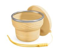 luvtree Tasse de voyage pliable en silicone avec couvercle, 200 ml, sans BPA, portable pour voyage, voyage d'affaires, camping, randonnée, pique-nique, camping-car et fête dans le jardin (jaune)