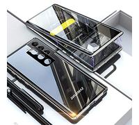 LUWAY Coque Magnétique pour Samsung Galaxy S23 Ultra Anti Peep Adsorption Magnétique Double Face Privacy Screen Protector Clear Back Metal Bumper Anti Peeping 2 Face Cover,Argent,for S23 Plus