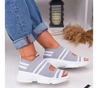 LUWAY Sandales Femme Été Compensées Mode Femmes Premium Orthopédiques Sandale À Bout Ouvert Été Chaussures de Plage Anti-dérapant Respirant Sandales,Blanc,US4.5/EU35