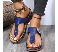 LUWAY Sandales Femme Été Tong Sandale Élégance à Fond Souple Tongs de Marche Confortables avec Soutien de la voûte Plantaire Tongs orthopédiques pour Femmes,Bleu,US7.5/EU39