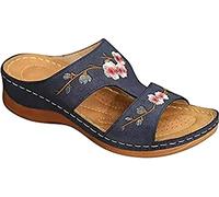 LUWAY Sandales pour Femmes décontracté été Sandales compensées Plate-Forme Sandales compensées Bout Ouvert Boucle Sangle Sandales Chaussures élégantes,Bleu,US9/EU41