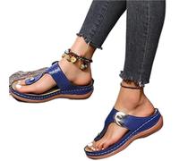 LUWAY Tong Femme Sandale Élégance à Fond Souple Tongs de Marche Confortables avec Soutien de la voûte Plantaire Tongs orthopédiques pour Femmes Sandales Bout Ouvert d'été,Bleu,US7.5/EU39