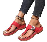 LUWAY Tong Femme Sandale Élégance à Fond Souple Tongs de Marche Confortables avec Soutien de la voûte Plantaire Tongs orthopédiques pour Femmes Sandales Bout Ouvert d'été,Rouge,US7/EU38
