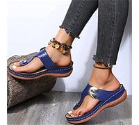 LUWAY Tong Femme Sandale Élégance à Fond Souple Tongs de Marche Confortables avec Soutien de la voûte Plantaire Tongs orthopédiques pour Femmes Sandales Bout Ouvert d'été,Bleu,US7/EU38