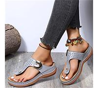 LUWAY Tong Femme Sandale Élégance à Fond Souple Tongs de Marche Confortables avec Soutien de la voûte Plantaire Tongs orthopédiques pour Femmes Sandales Bout Ouvert d'été,Argent,US6/EU37