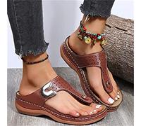 LUWAY Women's Comfy Orthotic Sandals Flip Flops Orthopedic Sandals with Arch Support Comfort Walking Thong Sandals Open Toe Slides,Marron,US9/EU41