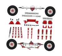 Luwecf 1 Kit Essieu avant Arrière Métal Pièces Assemblage RC Voiture Accessoires Modifiés Kit Bricolage Adapté pour Passionnés de Modélisme MN82T LC79 Mn82pr, Rouge