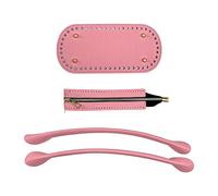 Luwecf 4 Pièces Fond de Sac Crochet Base Ovale PU Cuir Poignée Accessoire Bandoulière Surface Lisse Adapté Au Bricolage Sac à Main Fournitures de Tricot, Rose