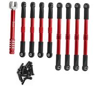 Luwecf 8 Pièces RC Toe Links Tiges de Poussée Ensemble Pièces Voiture RC Aluminium Alliage Remplacement Direct Performance Stabilité Utilisation Facile, Rouge