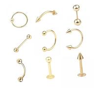 Luwecf 9 Pièces Piercing Nombril Dangling en Acier Inoxydable pour Femmes Bijoux Ventre Barre Courbe Ornement Navel Tendance Adapté Aux Sorties P, 6 pièces