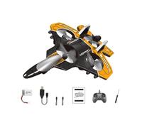 Luwecf Avion de Chasse RC En Mousse avec Remote Control Fonctions Sensitives et Lumineuses Jouet pour Enfants Aimant, Jaune