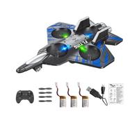 Luwecf Avion RC Enfant Jouet Télécommandé Léger avec Acrobaties et Lumière En Mousse pour Jeu Intérieur Extérieur Jardin Parc, Bleu