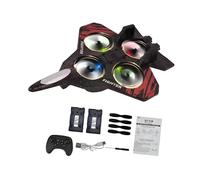 Luwecf Avion Télécommandé Planeur RC à Voilure Fixe Jet Fighter Équipé Double Mode Mousse Résistante et LED pour Enfants Adultes Jouet, Batterie Rouge 2