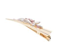 Luwecf Barrette Cheveux Pince à Cheveux Cristal Canard Alliage Papillon Élégant Structure Résistante Convient au Mariage Fête Promenade Port Quotidien, Champagne