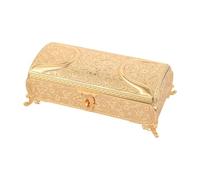Luwecf Boîte à Bijoux en Métal Gravé Coffret pour Souvenirs Précieux Présentoir à Bagues et Colliers Boîte de Rangement Raffinée en Alliage de Zinc Adaptée P, Or