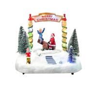 Luwecf Boîte à Musique de Noël Boule à Neige Lumineuse Lanterne Hivernale Scène de Village avec 8 Chansons et Lumières DEL Adaptée pour La Décoration de Tab, bascule