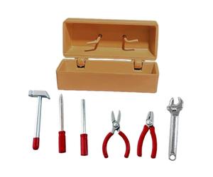 Luwecf Boîte à Outils Miniature Accessoire de Poupée Ornement de Bricolage Mallette de Simulation Meuble de Diorama avec Outils Adaptée pour Scène de Vie Bri, Étui Jaune