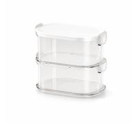 Luwecf Boîte rangement pour petits objets en plastique empilable, pour les collections - pour les cosmétiques, Moderne et simple, empilable, 2 couches