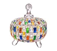 Luwecf Bonbonnière Plat à Bonbons Pot de Conservation et Récipient de Rangement Fabriquée En Verre avec Couvercle Convient pour Événements Spéciaux et Maison, Coloré