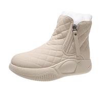 Luwecf Bottes de Neige Imperméables Bottines Doublées Chaudes Chaussures de Trekking Semelle Épaisse Plate Confortables Adaptées pour Promenade Randonnée, beige, 38
