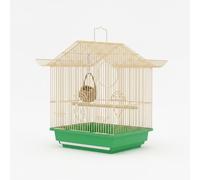 Luwecf Cage Anti-évasion pour Oiseaux, avec Accessoires et Roues, pour Oiseaux domestiques, Cage dorée Petite Maison (Pack nid d'oiseau + balançoire)