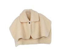 Luwecf Châle Chaud Couverture Poncho Polaire Femme Flanelle Cape Douce Pelucheuse Bouton Col Protecteur Moelleux Adapté Cadeau Mère Amis Maison, beige