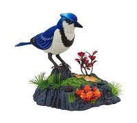 Luwecf Chanter Chirping Bird In Cage Réaliste Sonore Activé Chirp Vert et Bleu, Bleu, 16x14cm