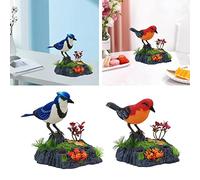 Luwecf Chanter Chirping Bird In Cage Réaliste Sonore Activé Chirp Vert et Bleu, Bleu et rouge, 16x14cm