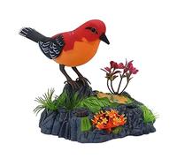 Luwecf Chanter Chirping Bird In Cage Réaliste Sonore Activé Chirp Vert et Bleu, rouge, 16x14cm