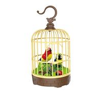 Luwecf Chanter Chirping Bird In Cage Réaliste Sonore Activé Chirp Vert et Bleu, Rouge et bleu, 10.7x10.7x20cm (4.2x4.2x7.9inch)