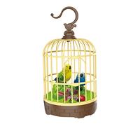 Luwecf Chanter Chirping Bird In Cage Réaliste Sonore Activé Chirp Vert et Bleu, Vert et bleu, 10.7x10.7x20cm (4.2x4.2x7.9inch)
