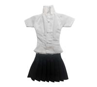 Luwecf Chemise et jupe à manches courtes, tenue habillée pour figurines féminines de 12 pouces, 1/6, jupe noire