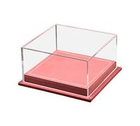 Luwecf Coffret de Rangement pour Voiture Jouet à L'échelle 1/64 avec Base En Cuir Synthétique et Couvercle Transparent, Rouge foncé