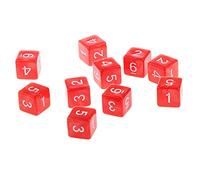 Luwecf Ensemble de 10 Dés Blancs En Plastique pour L'Éducation - Taille 16 Mm, rouge