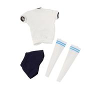 Luwecf Ensemble de vêtements pour figurine féminine, échelle 1/6, avec manches courtes et shorts, création artisanale, Blanc Bleu Coupe Ample