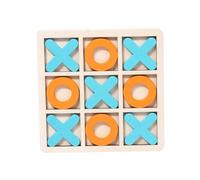 Luwecf Ensemble Tic Tac Toe En Bois - Jeu de Réflexion Amusant pour Tous Les âges, bleu clair orange