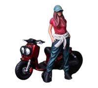 Luwecf Figurine Miniature Motard Résine 1 64 avec Ornement Micro Motocycliste Personnage Accessoire Diorama Peint à La Main Convient à, Fille