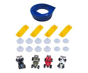 Luwecf Flexible Race Car Track Coffret Circuit Flexible Voitures Assemblage Jouet Pédagogique Design Innovant Ventouses Configuration Personnalisée Adapté Po, Bleu 395x8cm Basic